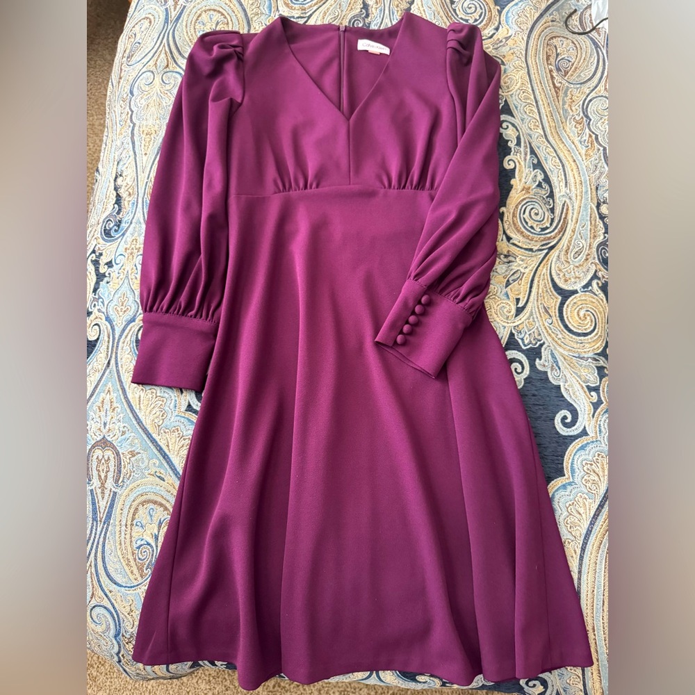 Calvin Klein Deep Purple Long Sleeve Dress